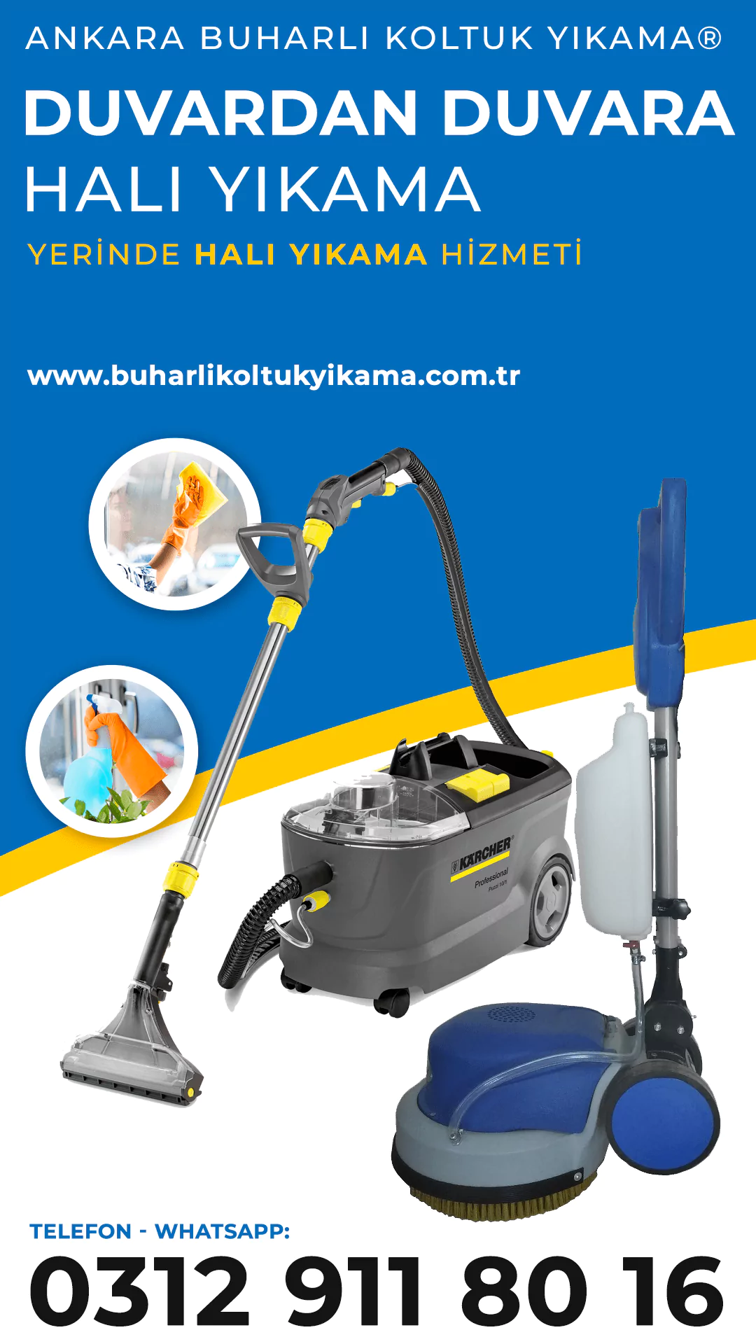 Duvardan duvara halı yıkama hizmetimizle ilgili broşür.