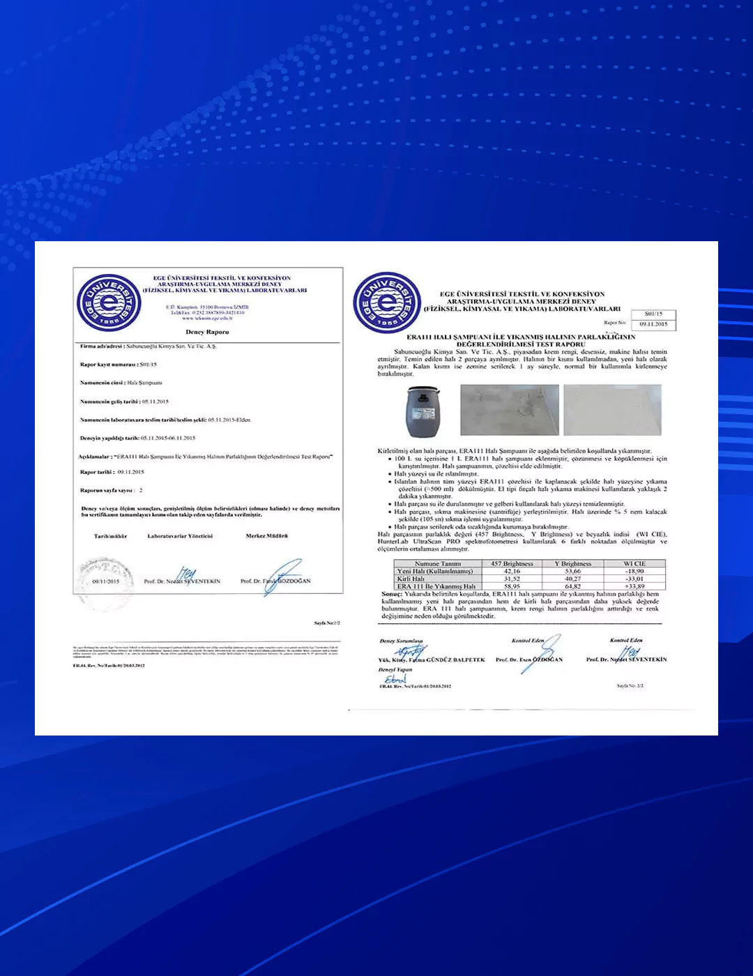 Sabuncuoğlu Kimya Halı Parlatma Özelliği Deney Raporu