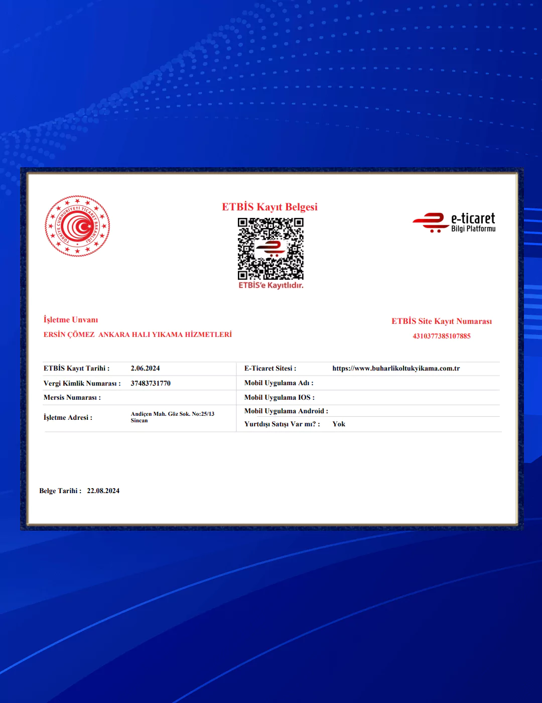 ETBİS KAYIT BELGESİ